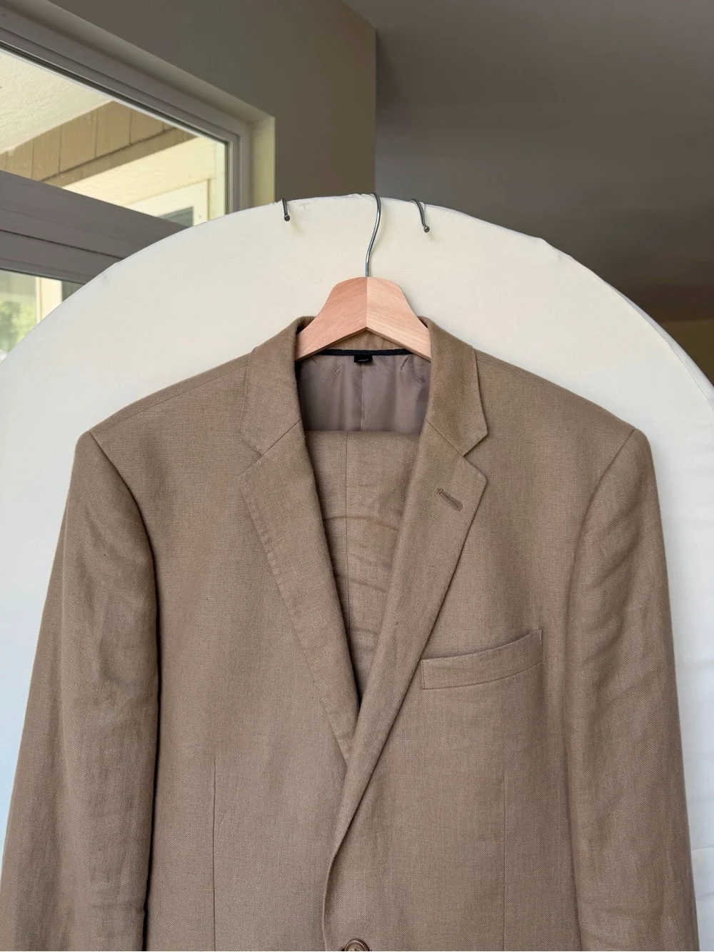 J.Crew Full Ludlow Linen Suit in Camel Tan Pants/Jacket, size 40 L Baird McNutt